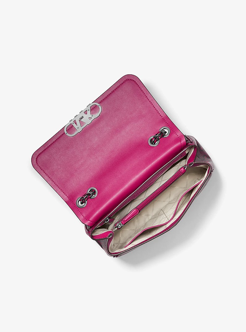 Parker Extra-Large Snake Embossed Leather Shoulder Bag in DEEP FUCHSIA | Michael Kors
