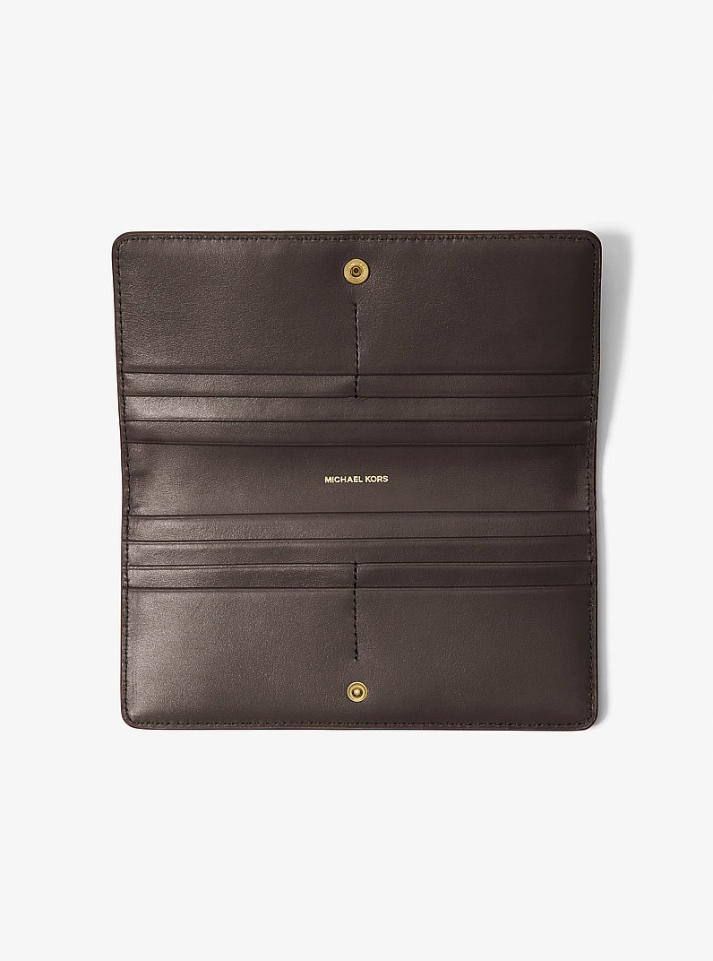 Bryant Large Pebbled Leather Snap-Front Wallet in CHOCOLATE | Michael Kors
