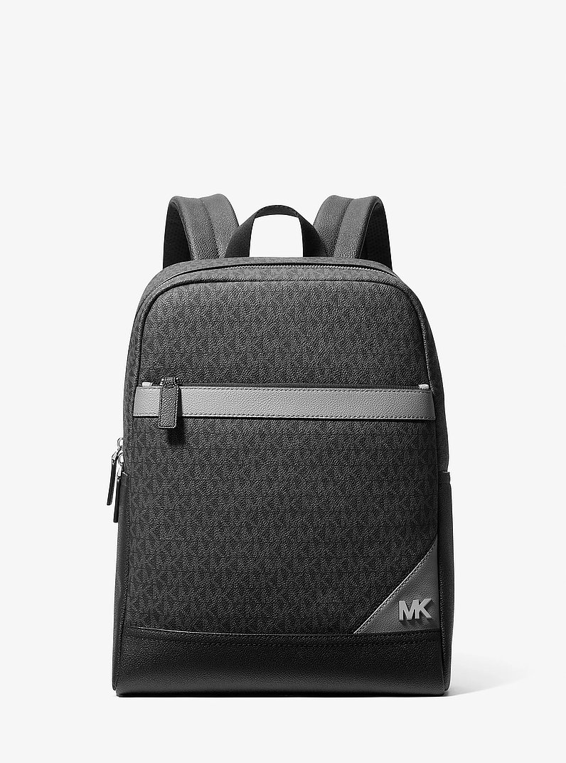 Cooper Medium Color-Block Signature Logo Backpack in STEEL GREY | Michael Kors