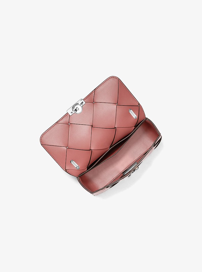 Tribeca Small Woven Leather Shoulder Bag in ROSE - Sale | Michael
