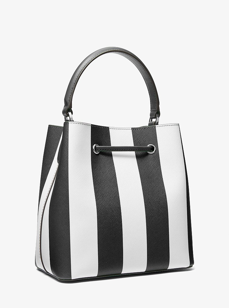 Suri Medium Striped Bucket Bag in BLACK COMBO | Michael Kors