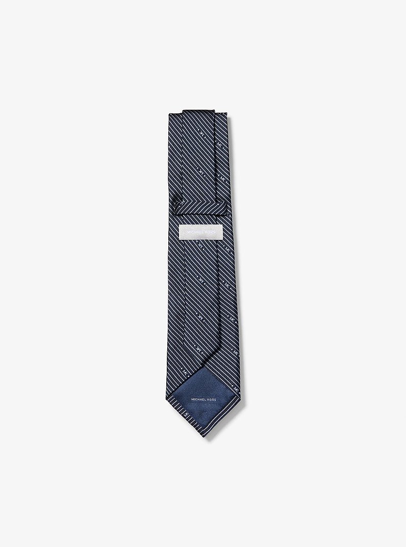Corbata de seda con rayas y logotipo in AZUL MARINO | Michael Kors