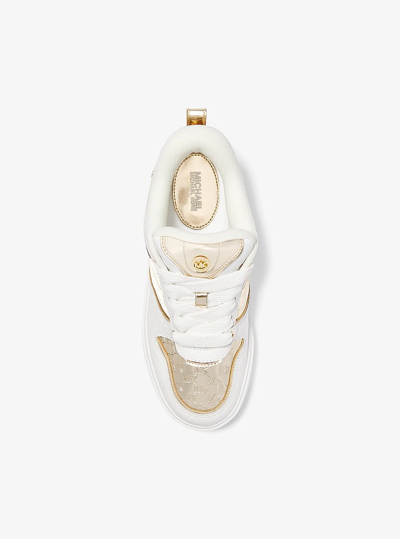 Rumi Leather and Logo-Embossed Metallic Platform Sneakers in PALE