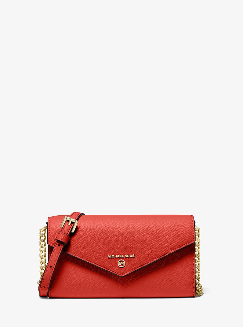 Large Crossgrain Leather Smartphone Convertible Crossbody Bag in BR TERRACTTA | Michael Kors