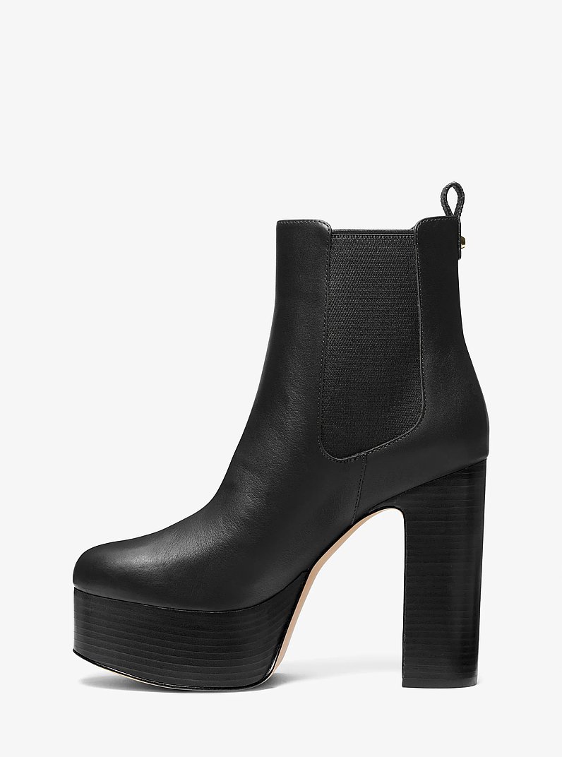 Natasha Leather Platform Boot in BLACK | Michael Kors