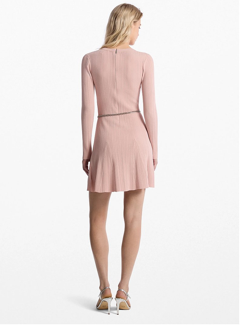 Stretch Knit Belted Dress in ROSEWATER | Michael Kors