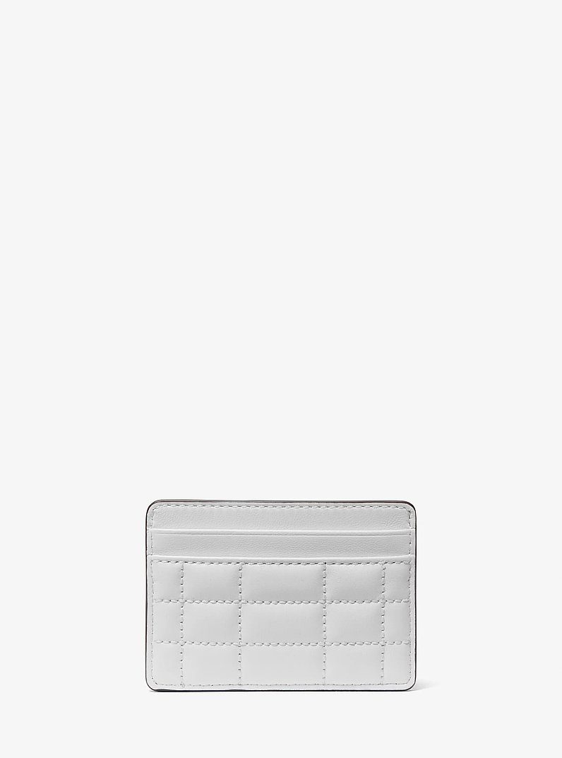 Porte-cartes Jet Set en cuir matelass&eacute; in BLANC OPTIQUE | Michael Kors