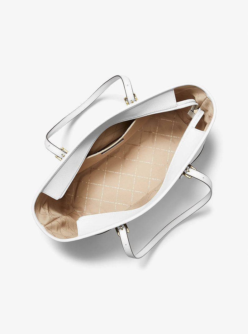 Jet Set Travel Large Saffiano Leather Tote Bag in OPTIC WHITE | Michael Kors