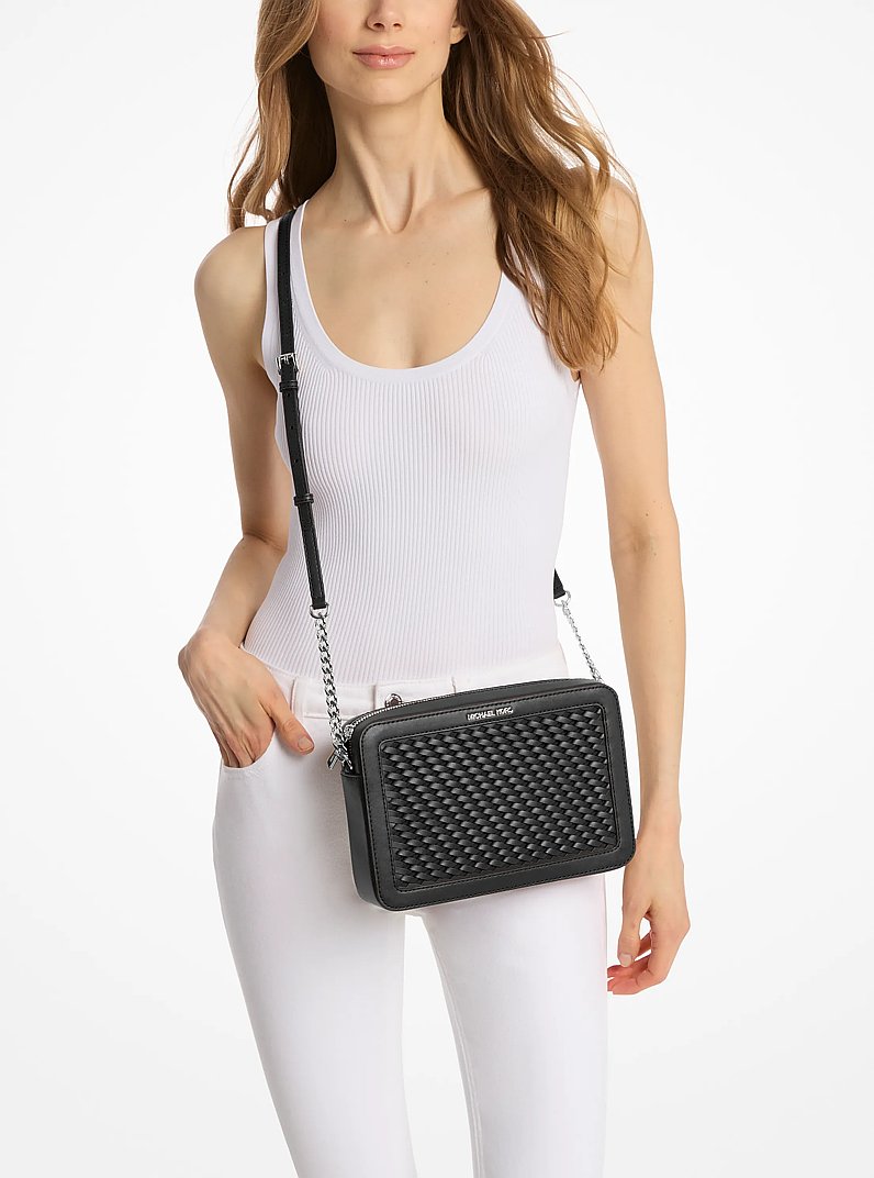 J138 J136137 K145 おまとめ Jet Set Large Woven Crossbody Bag in DK RASPBERRY - Sale | Michael