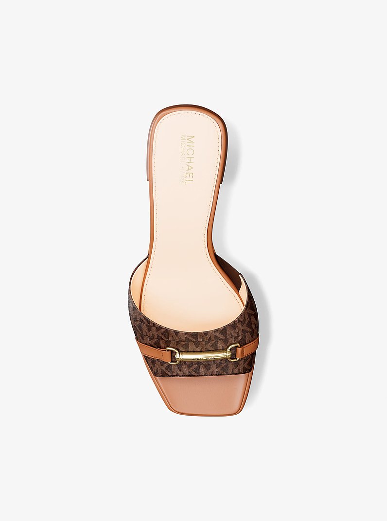Carson Signature Logo Block Heel Sandal in BROWN | Michael Kors