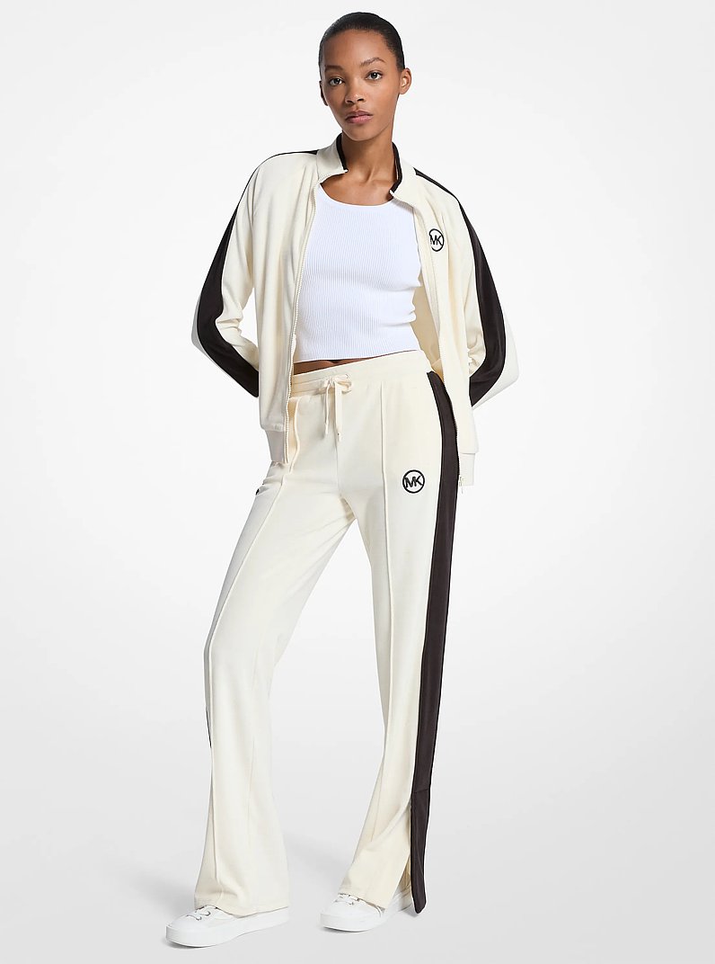 Stripe Velour Track Pants in BONE | Michael Kors