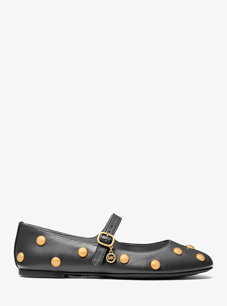 Nellie Flex Studded Leather Ballet Flat in BLACK | Michael Kors