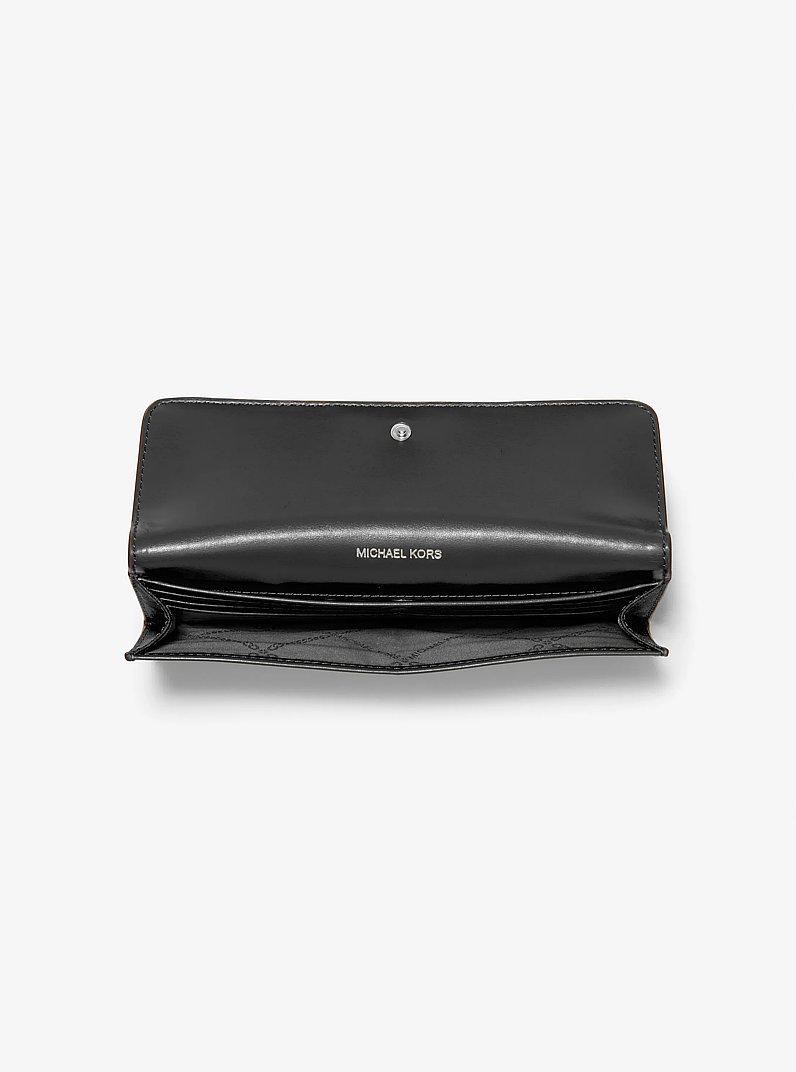 Grand portefeuille Jet Set en cuir saffiano avec bouton-pression sur le devant in NOIR | Michael Kors