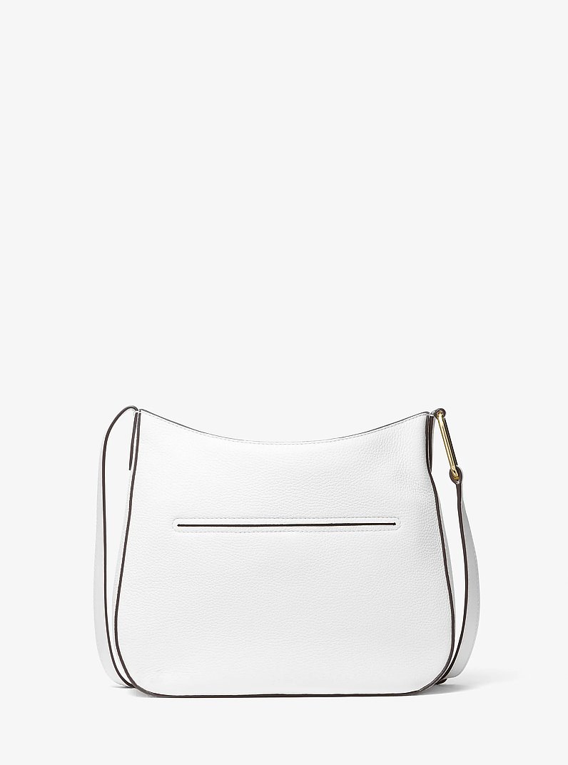 Grand sac &agrave; bandouli&egrave;re Kensington en cuir grain&eacute; in BLANC OPTIQUE | Michael Kors