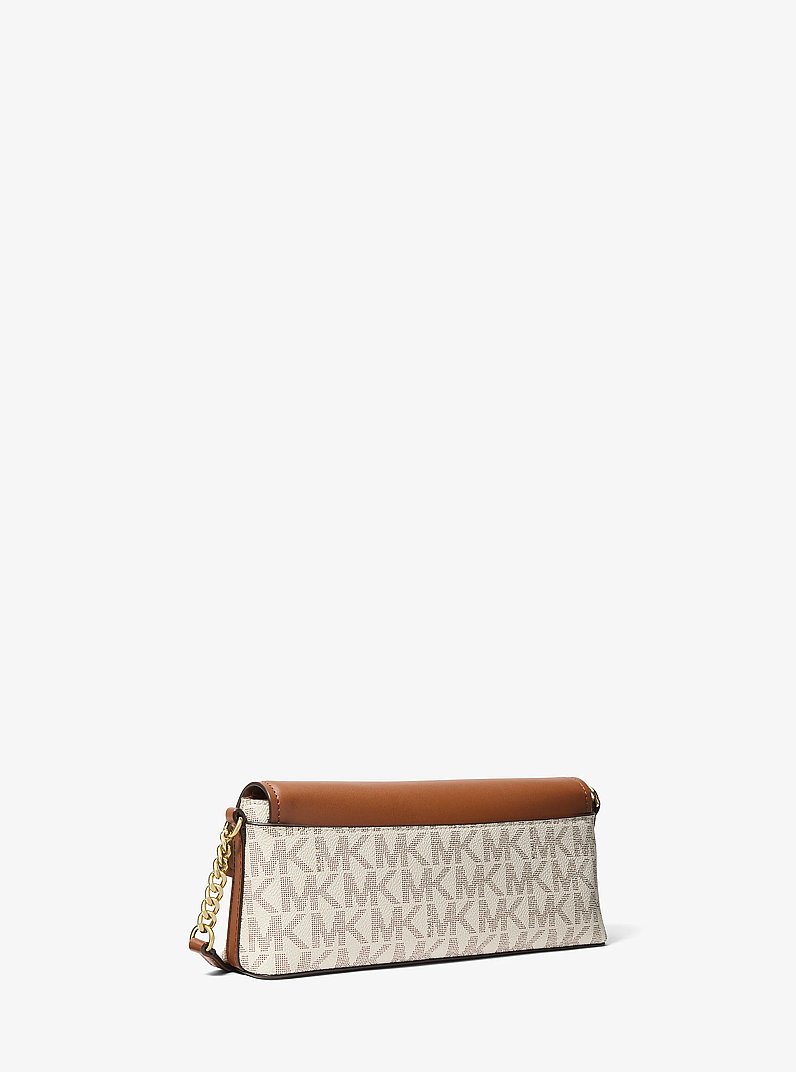 Pochette Ida de taille moyenne &agrave; logo Signature in VANILLE/LUGGAGE | Michael Kors