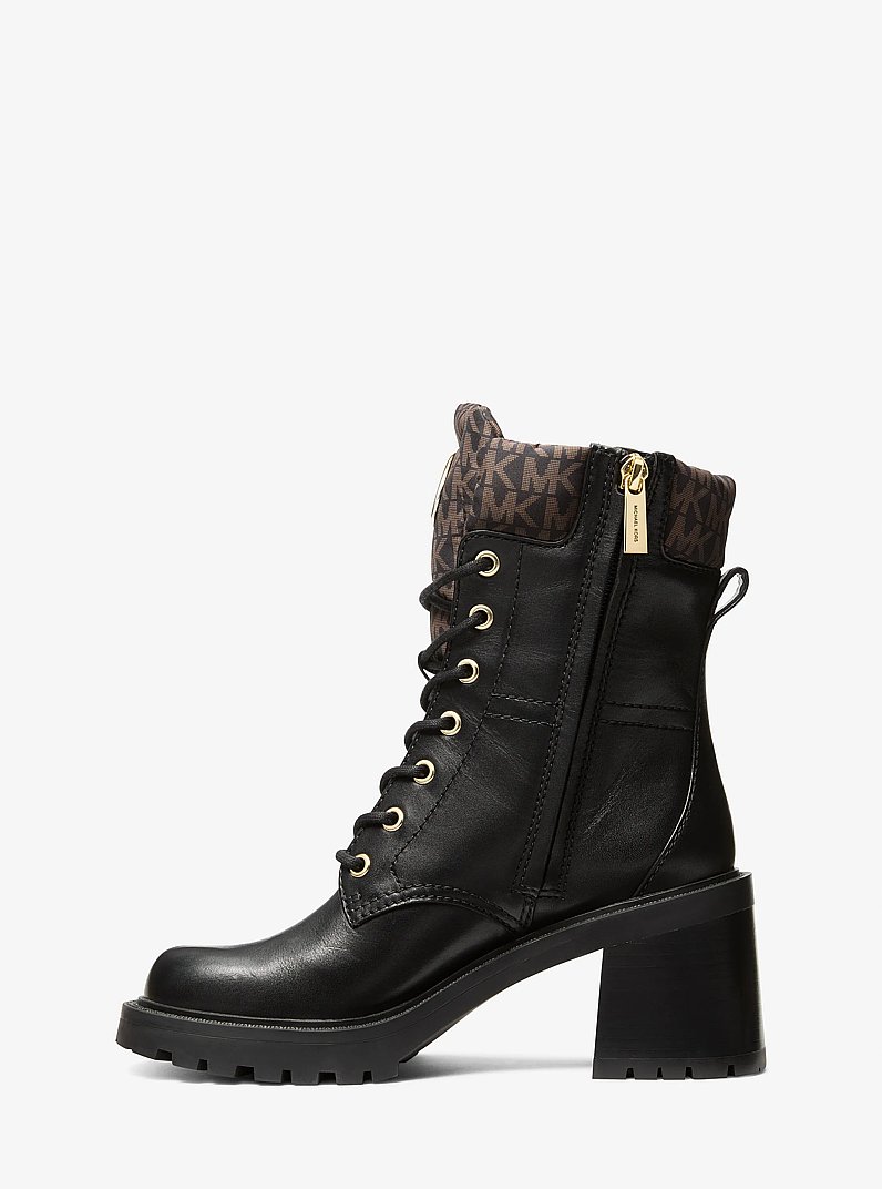 Cade Leather and Signature Logo Combat Boot in BROWN/BLK | Michael Kors