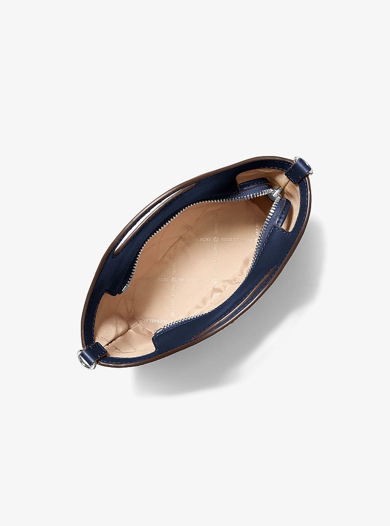 Tatum Small Striped Woven Crossbody Bag in NAVY | Michael Kors