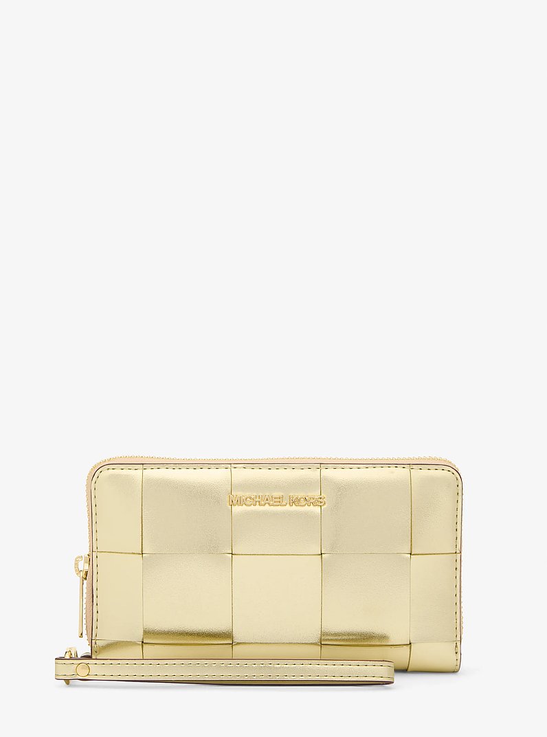 Jet Set Travel Large Metallic Smartphone Wallet in PALE GOLD | Michael Kors