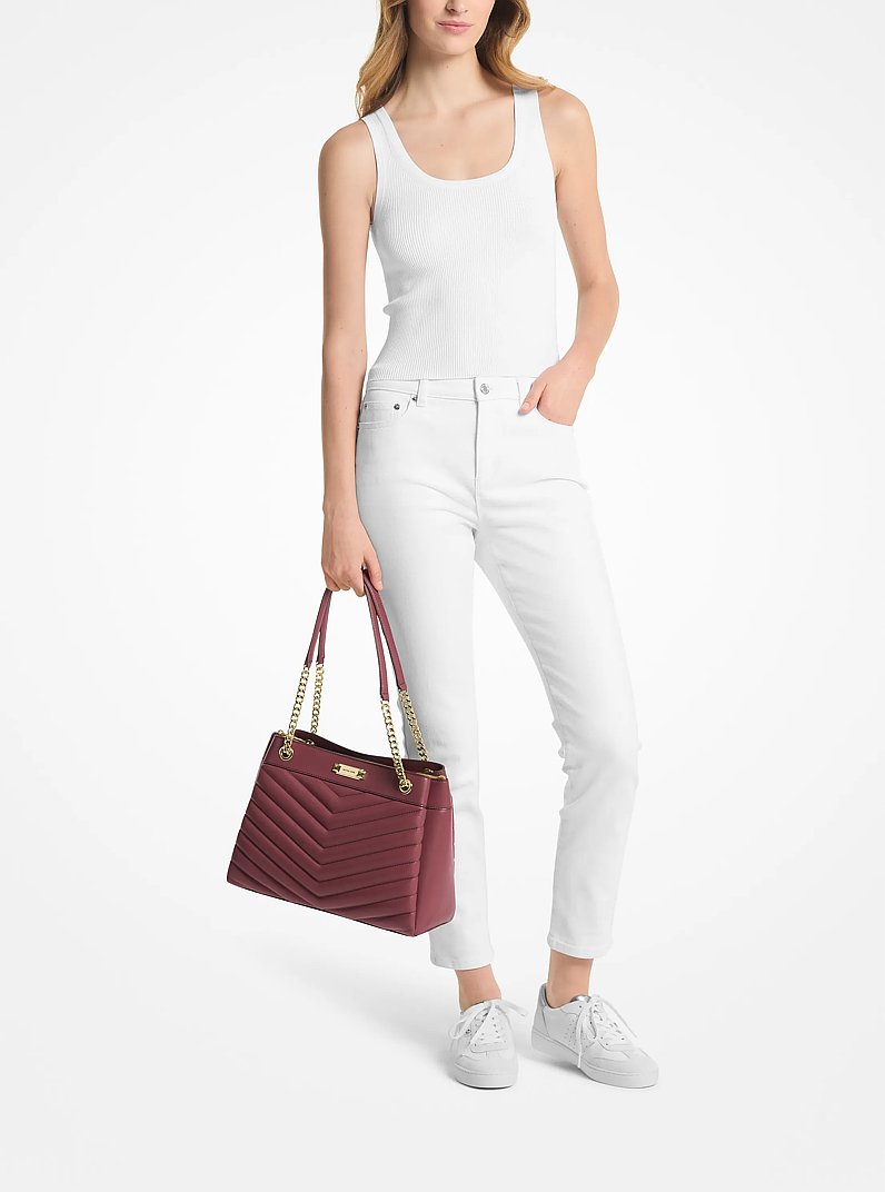 Whitney Medium Quilted Tote Bag in OXBLOOD | Michael Kors
