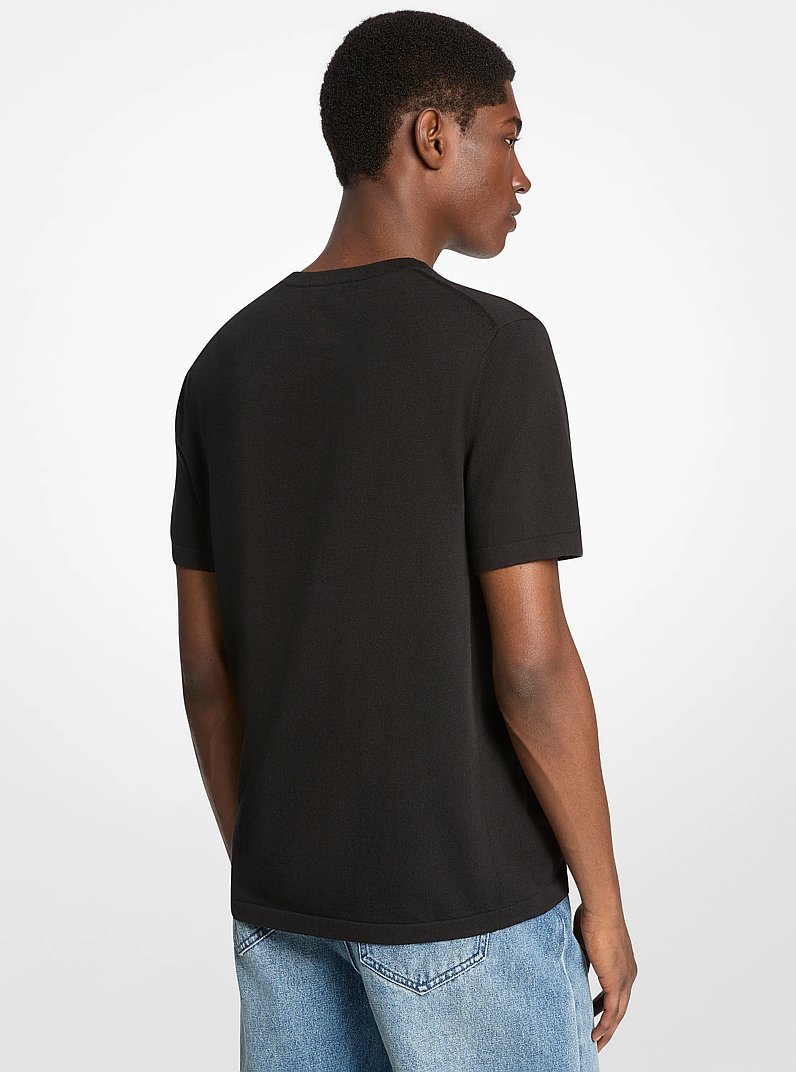 Sweater van katoen met korte mouwen in ZWART | Michael Kors