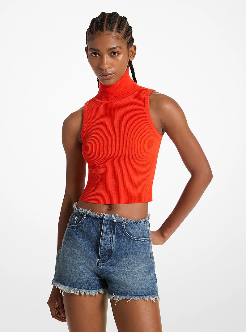 Frayed Denim Shorts in DUSK BLUE WASH | Michael Kors