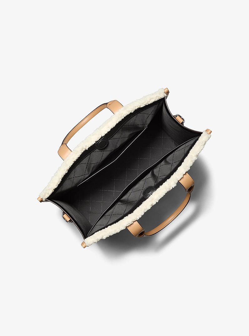 Cooper Medium Sherpa Convertible Tote Bag in PEANUT | Michael Kors