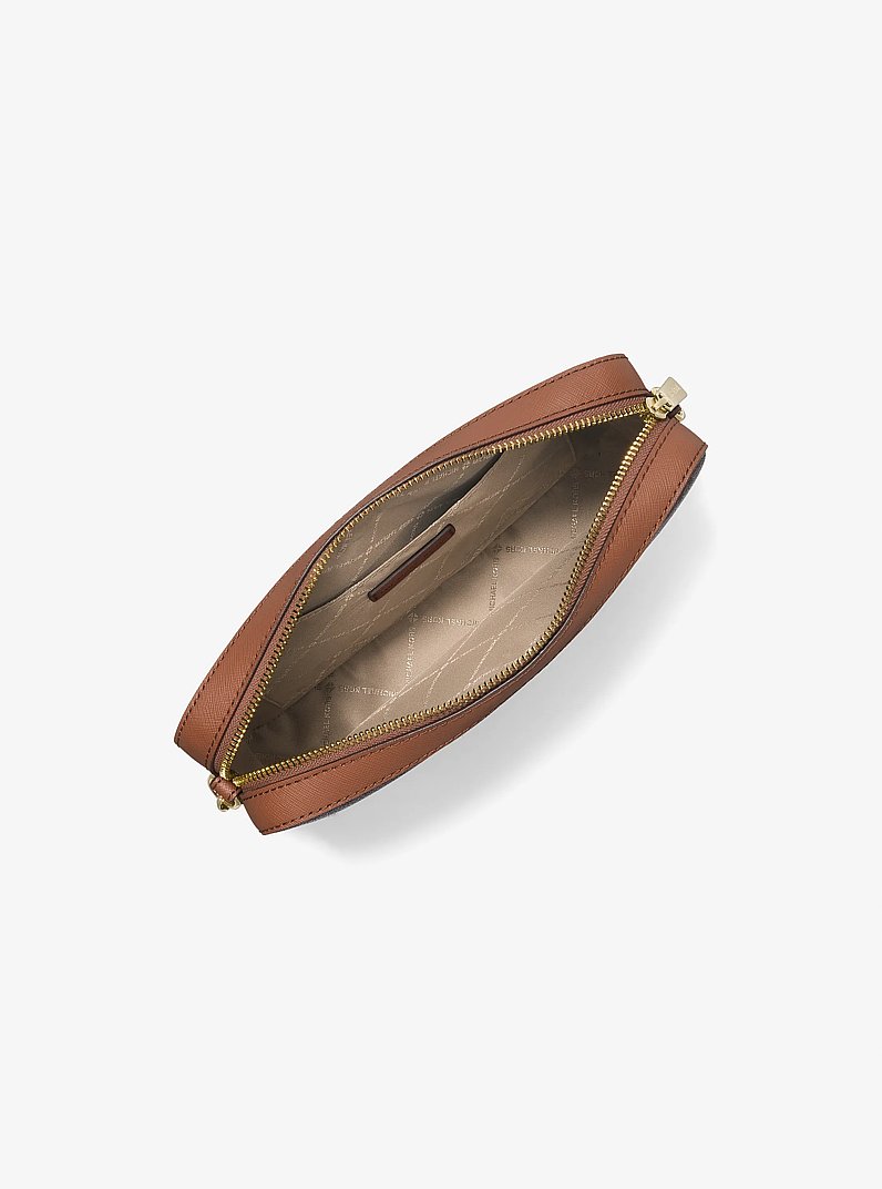 Jet Set Large Printed Logo Crossbody Bag in BROWN | Michael Kors