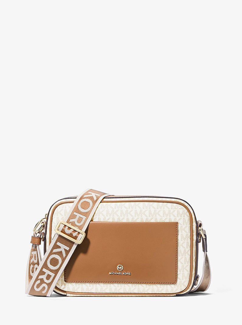 Maeve Large Logo Crossbody Bag in VANILLA/ACORN | Michael Kors