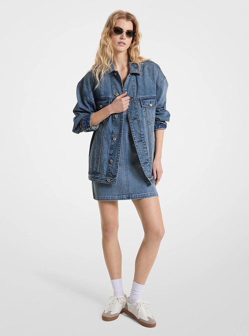 Chamarra vaquera oversize in AZUL CREP&Uacute;SCULO LAVADO | Michael Kors