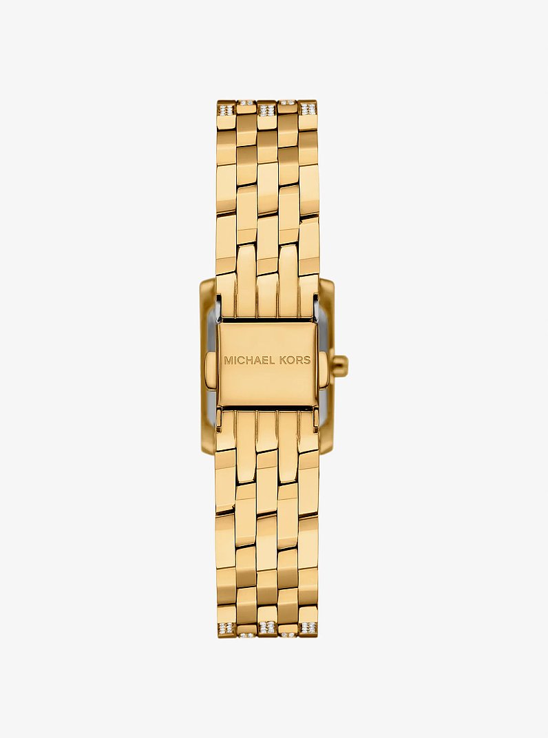 Micro Georgie Pav&eacute; Gold-Tone Watch in GOLD | Michael Kors