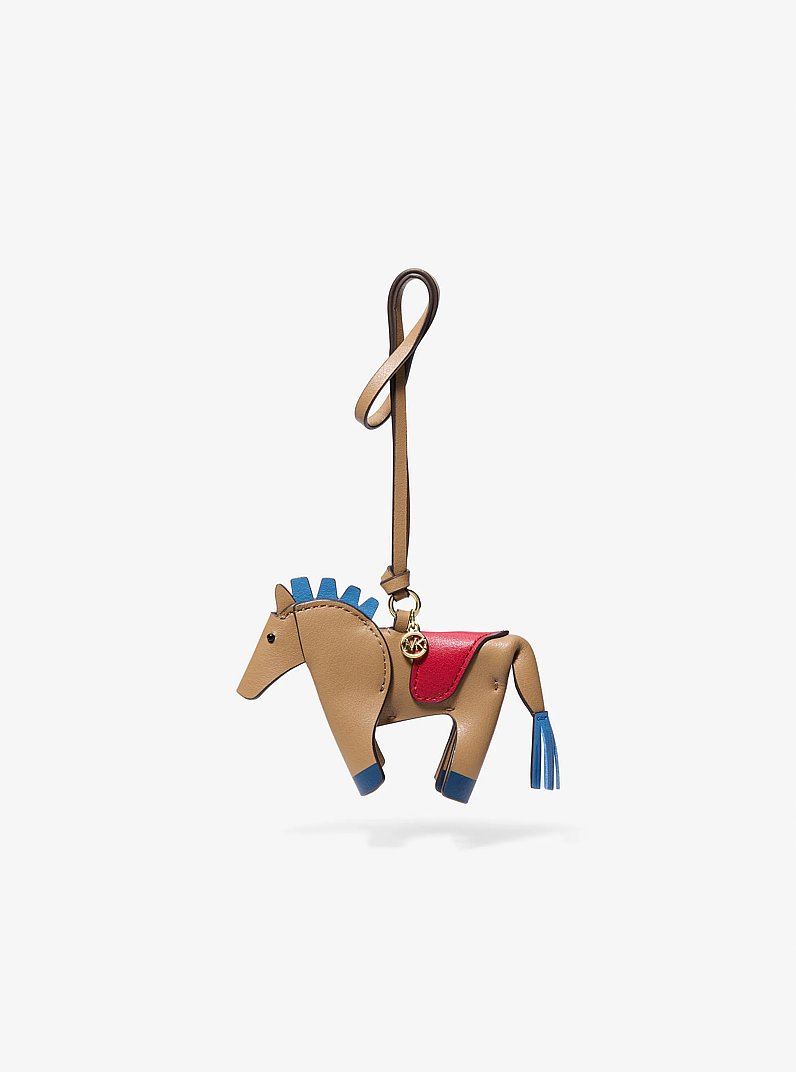 Leather Horse Bag Charm in HUSK | Michael Kors