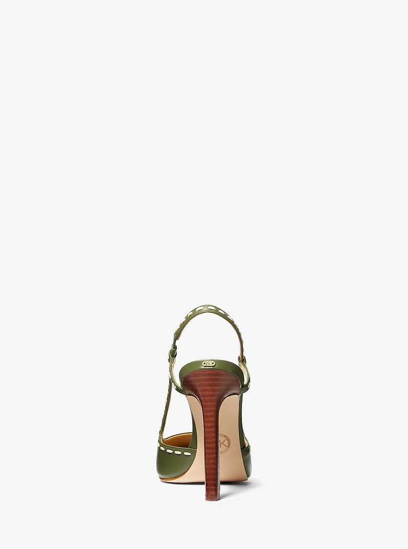 Slingpumps Alora aus von Hand besticktem Leder in SMOKEY OLIVE | Michael Kors