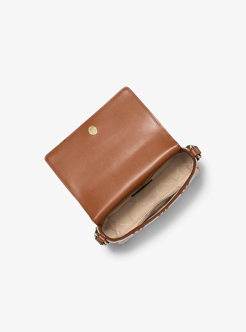 Bandolera Vincent peque&ntilde;a con logotipo en jacquard y tarjetero in LUGGAGE | Michael Kors
