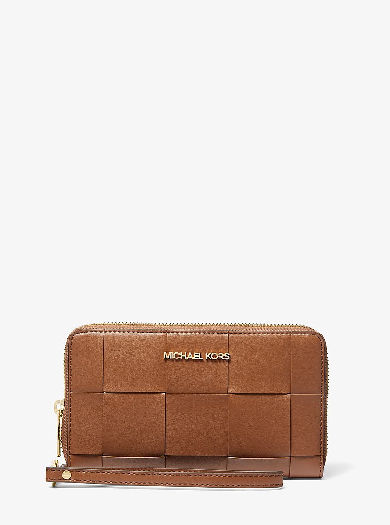 Large Woven Smartphone Wristlet in LUGGAGE | Michael Kors