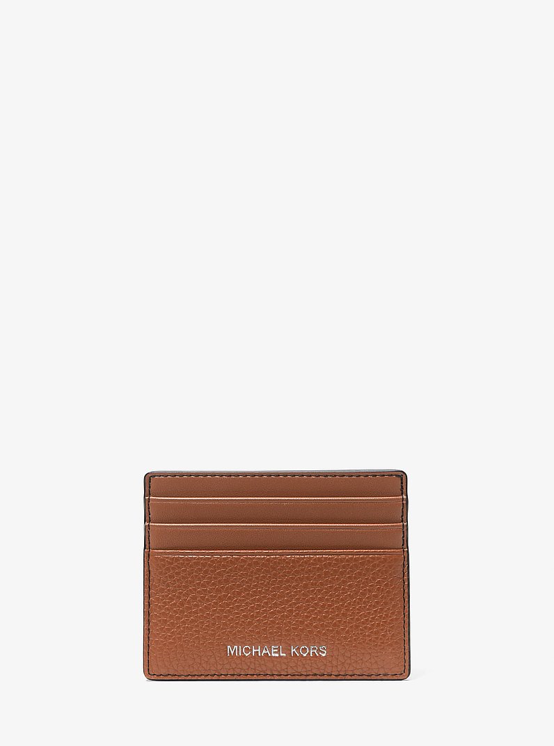 Cooper Pebbled Leather Tall Card Case in LUGGAGE | Michael Kors