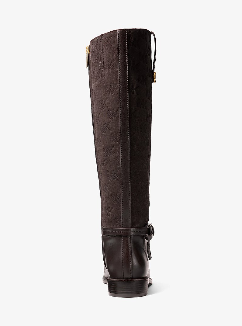 Beverly Quited Suede and Leather Riding Boot in CHOCOLATE | Michael Kors
