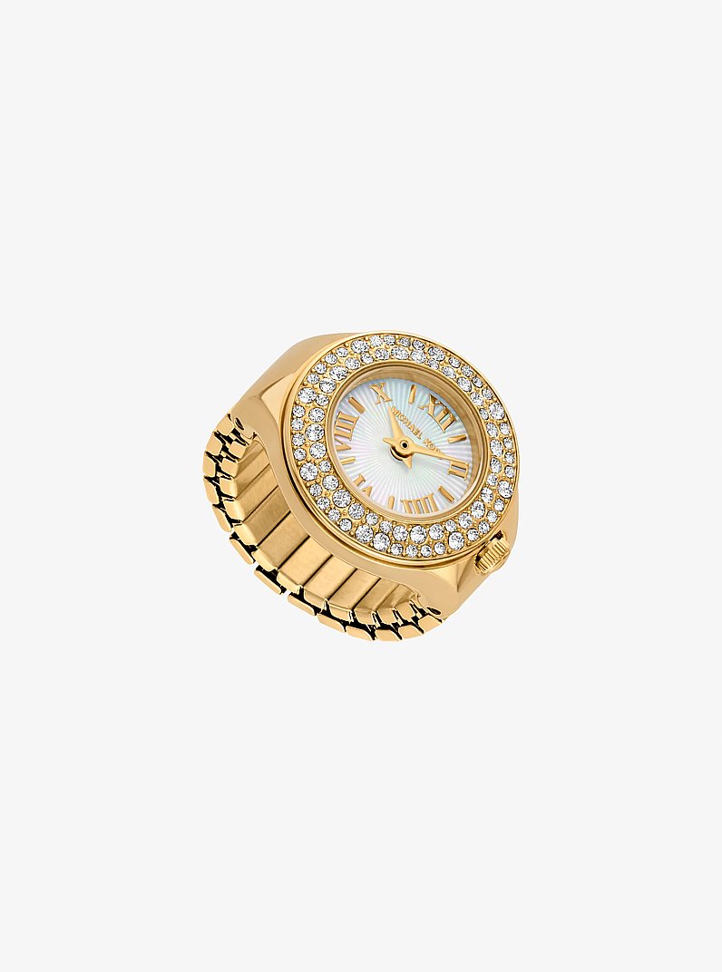 Reloj anillo Liliane en tono dorado con incrustaciones in DORADO | Michael Kors