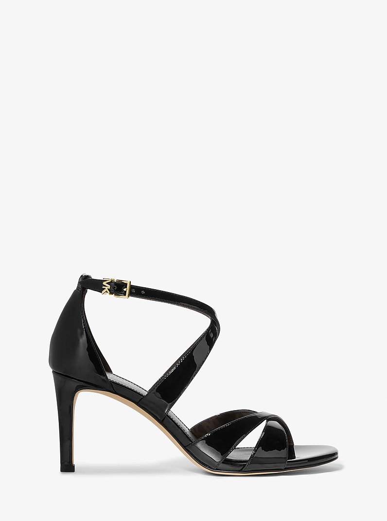 Kinsley Faux Patent Leather Sandal in BLACK | Michael Kors