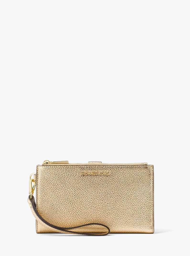 Adele Metallic Pebbled Leather Smartphone Wristlet in PALE GOLD | Michael Kors
