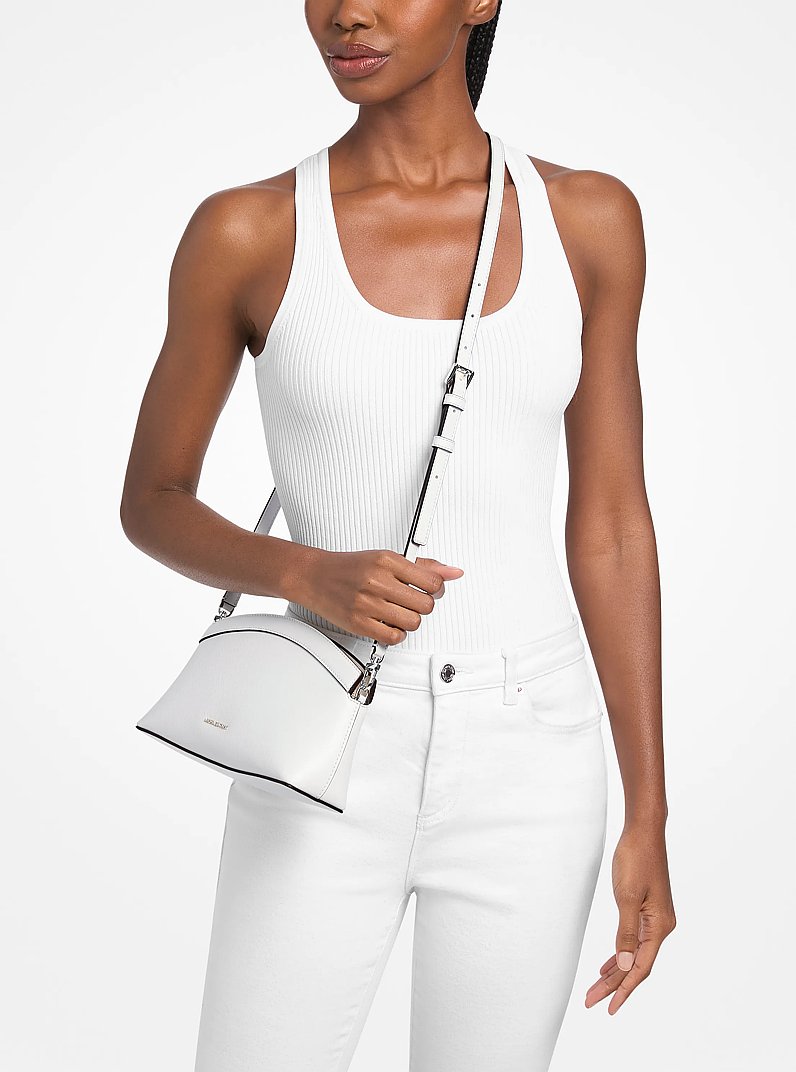 Athena Small Leather Convertible Clutch in OPTIC WHITE | Michael Kors