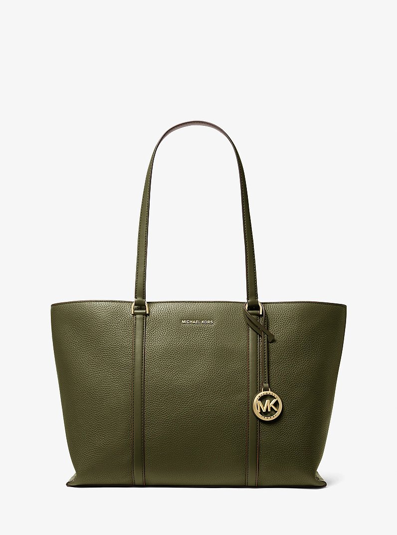 Temple Large Pebbled Leather Tote Bag in IVY | Michael Kors