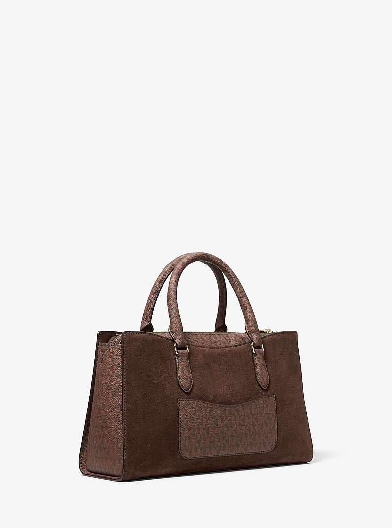 Arden Medium Signature Logo Top-Zip Satchel in NUEZ MOSCADA | Michael Kors
