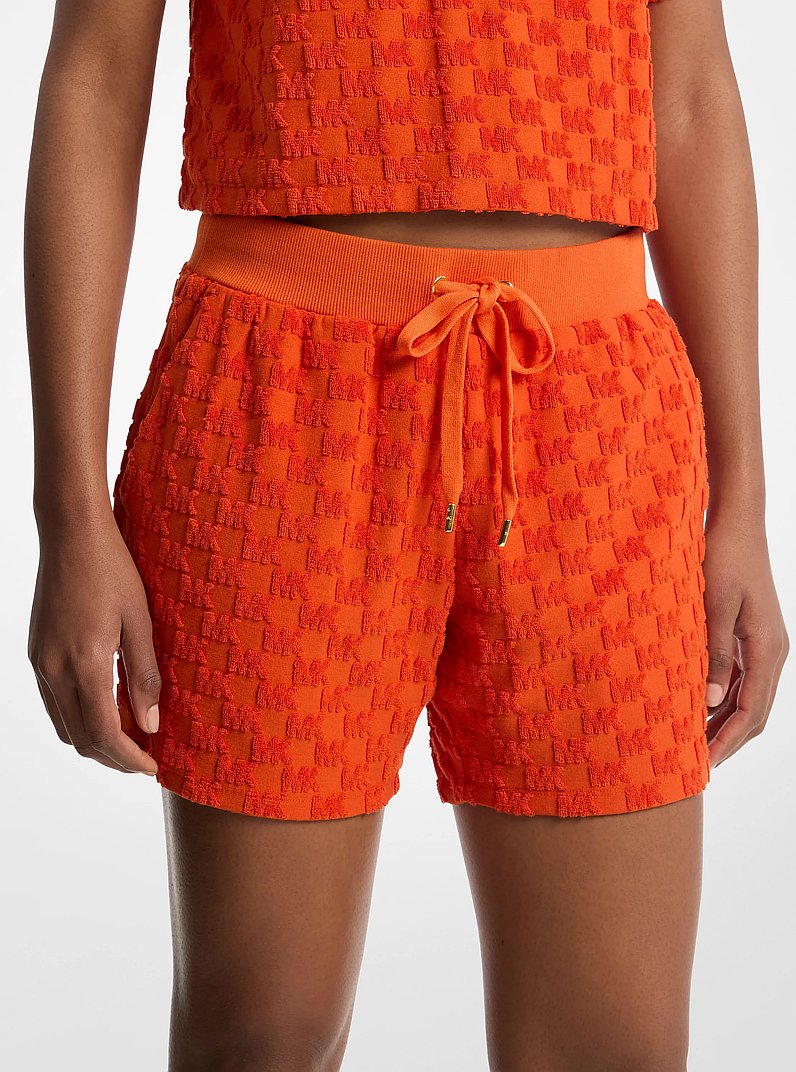 Logo Jacquard Terry Shorts in RED CLAY | Michael Kors