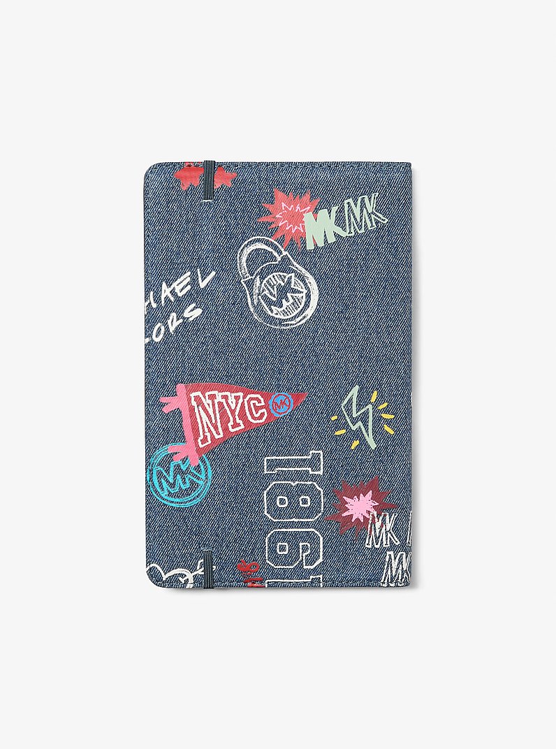 Medium Embellished Denim Notebook in WASHED DENIM | Michael Kors