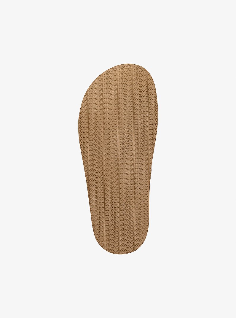Carson Leather T-Strap Sandal in LUGGAGE | Michael Kors