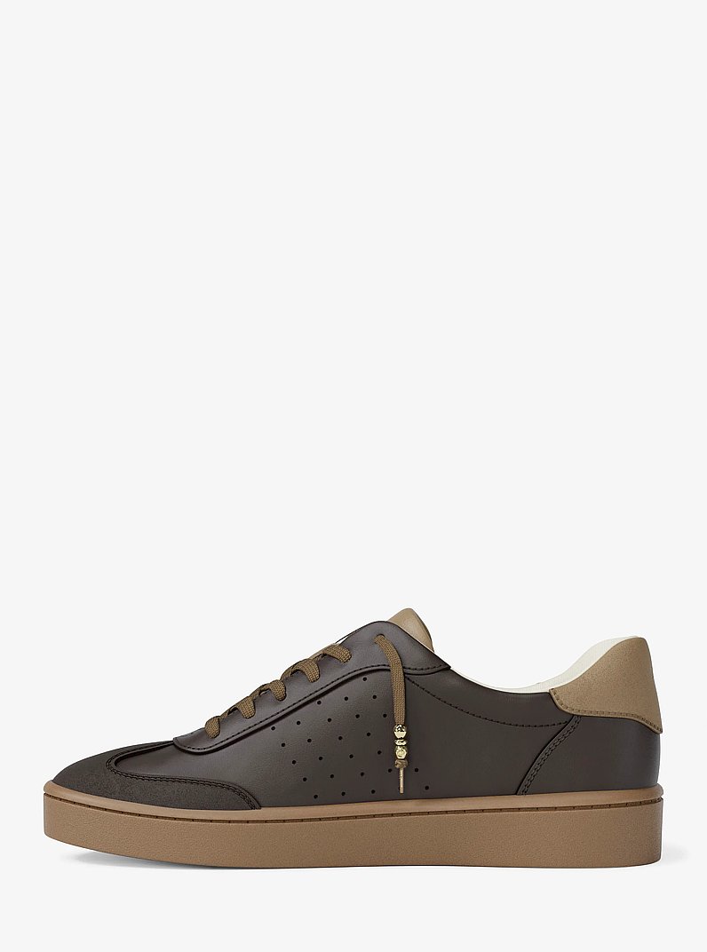 Scotty Embellished Leather Sneaker in CHOCOLATE | Michael Kors