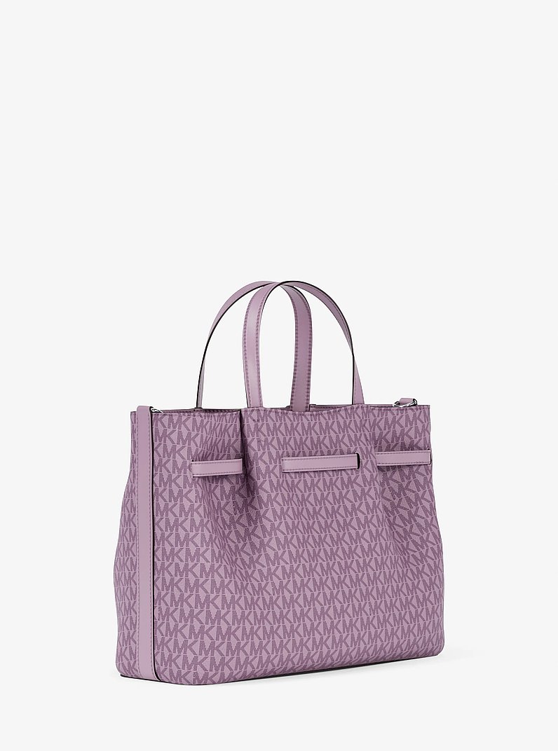 Carson Medium Signature Logo Satchel in LT QUARTZ | Michael Kors