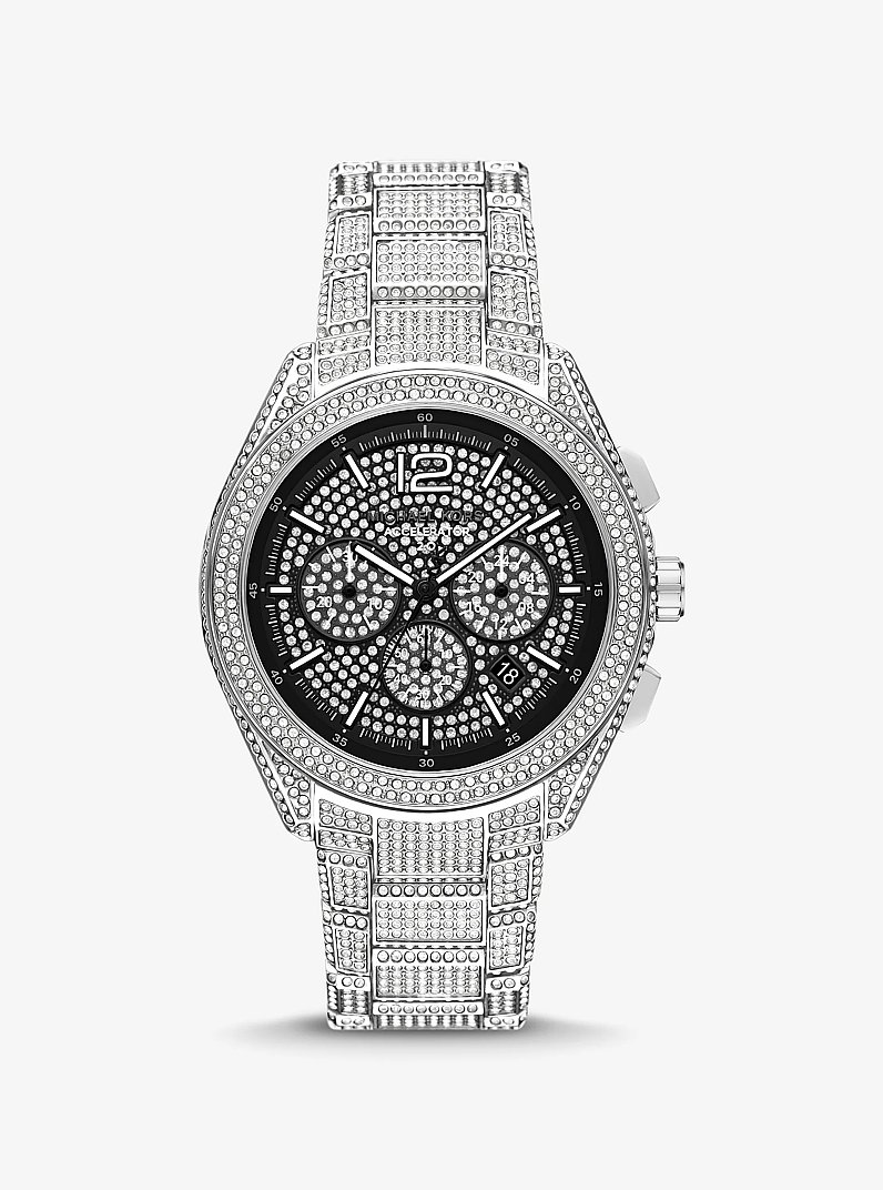 Oversized Accelerator 2.0 Pav&eacute; Silver-Tone Watch in SILVER | Michael Kors