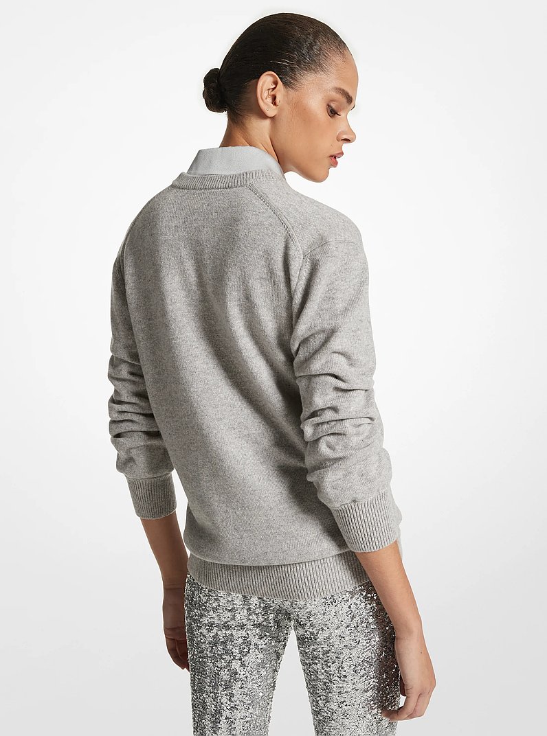 Cashmere Crushed-Sleeve Sweater in PEARL GREY | Michael Kors