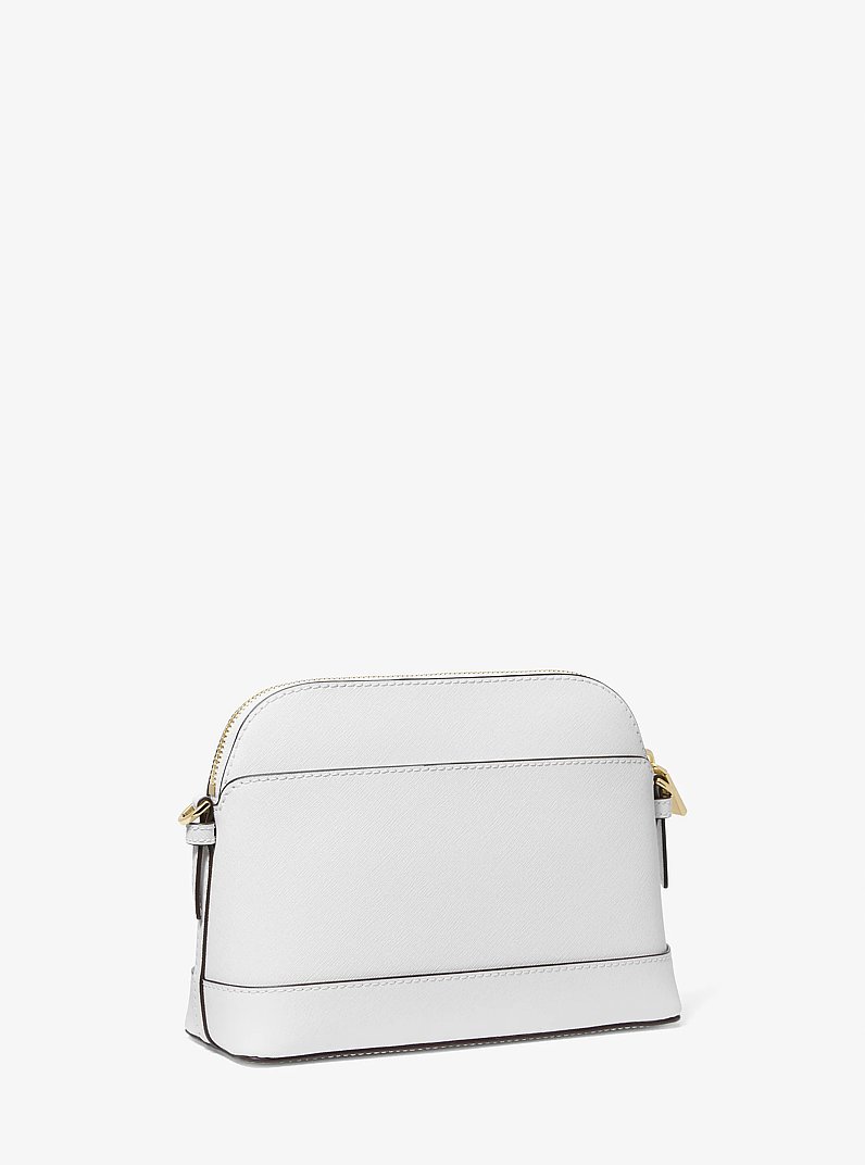 Large Saffiano Leather Dome Crossbody Bag in OPTIC WHITE | Michael Kors